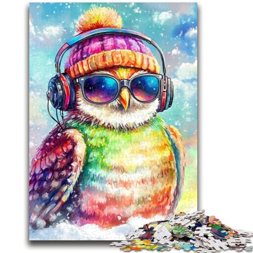 1000-teiliges Puzzle für Teenager, Geschenke, Eule hört Musik, Familienspaß ganze Familie, für Kinder ab 14 Jahren, 50x75cm 1000-teiliges Puzzle für Teenager, Geschenke, Eule hört Musik, Familienspaß ganze Familie, für Kinder ab 14 Jahren, 50x75cm von LYXIANY