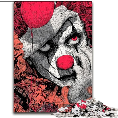 1000-teiliges Puzzle für Teenager, Geschenke, Horror-Clown, Spielzeug, Lernspiele, Stressabbau, Stärkung der Liebe zwischen Paaren (Größe 50x75cm) von LYXIANY