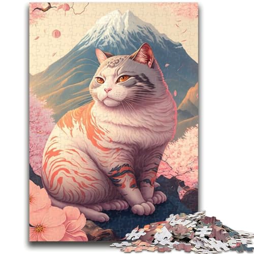 1000-teiliges Puzzle für Teenager, Geschenke, Katze, Kirschblüte, Japan, Stressabbau, schwierige Herausforderung, stärkt die Liebe zwischen Paaren, 50x75cm von LYXIANY