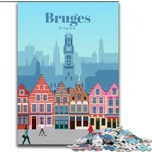 1000-teiliges Puzzle für Teenager, Geschenke, Reise nach Brügge, für 14+, anspruchsvolles Spiel als Geschenk für die ganze Familie und Freunde, 26x38cm 1000-teiliges Puzzle für Teenager, Geschenke, Reise nach Brügge, für 14+, anspruchsvolles Spiel als Geschenk für die ganze Familie und Freunde, 26x38cm von LYXIANY