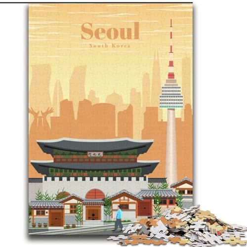1000-teiliges Puzzle für Teenager, Geschenke, Reise nach Seoul, für 14+, anspruchsvolles Spiel als Geschenk für die ganze Familie und Freunde, 75x100cm von LYXIANY