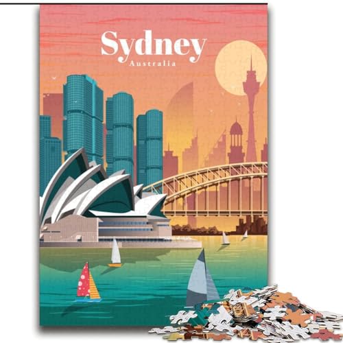 1000-teiliges Puzzle für Teenager, Geschenke, Reise nach Sydney, für 14+, anspruchsvolles Spiel als Geschenk für die ganze Familie und Freunde, 75x100cm 1000-teiliges Puzzle für Teenager, Geschenke, Reise nach Sydney, für 14+, anspruchsvolles Spiel als Geschenk für die ganze Familie und Freunde, 75x100cm von LYXIANY
