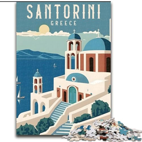 1000-teiliges Puzzle für Teenager, Geschenke, Santorin, Griechenland-Reise, für 14+, anspruchsvolles Spiel als Geschenk für die ganze Familie und Freunde, 26x38cm 1000-teiliges Puzzle für Teenager, Geschenke, Santorin, Griechenland-Reise, für 14+, anspruchsvolles Spiel als Geschenk für die ganze Familie und Freunde, 26x38cm von LYXIANY