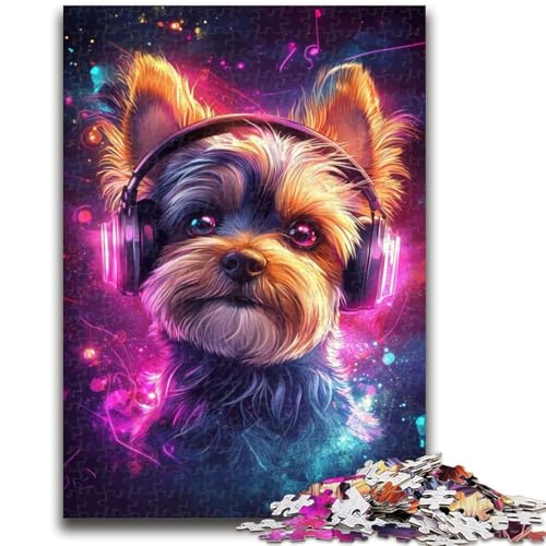 1000-teiliges Puzzle für Teenager, Geschenke, Yorkshire Terrier, Musik hören, Spielzeug, Lernspiele, Stressabbau, geeignet für die Schreibtischdekoration, 50x75cm von LYXIANY