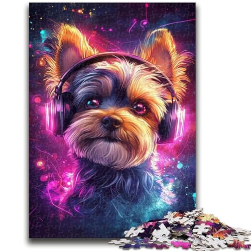 1000-teiliges Puzzle für Teenager, Geschenke, Yorkshire Terrier, Musik hören, Stressabbau, schwierige Herausforderung, geeignet als Schreibtischdekoration, 26x38cm 1000-teiliges Puzzle für Teenager, Geschenke, Yorkshire Terrier, Musik hören, Stressabbau, schwierige Herausforderung, geeignet als Schreibtischdekoration, 26x38cm von LYXIANY