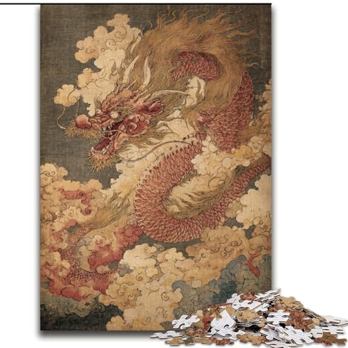 1000-teiliges Puzzle für Teenager, Geschenke, japanischer Wellendrache, trainieren Sie Ihr Gehirn und Ihre Hände, einzigartige Geburtstags- und Geschenkideen für Kinder ab 14 Jahren (Größe 50x75cm) von LYXIANY