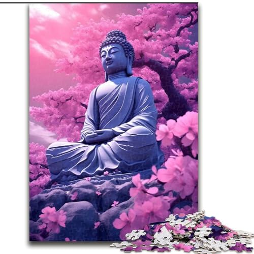 1000-teiliges Puzzle für Teenager, Geschenke Sakura-Blüten-Buddha, Familienaktivität, einzigartige Heimdekoration und Geschenke für Kinder ab 14 Jahren (Größe 26x38cm) von LYXIANY