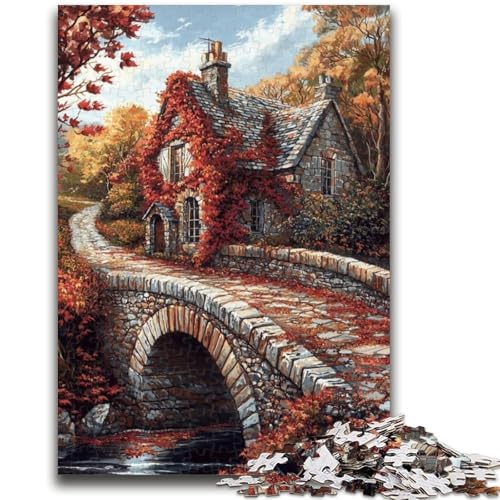 1000-teiliges Puzzle für Teenager, Herbstbrücke, anspruchsvolles Spiel und Familienspiel, Lernspiel für Geburtstag, Weihnachten, 26x38cm von LYXIANY