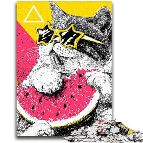 1000-teiliges Puzzle für Teenager, Katze isst Wassermelone, für Kinder ab 14 Jahren, pädagogische Herausforderung, lustige Aktivitäten zu Hause, Geburtstagsgeschenke, Reisegeschenke, 26x38cm 1000-teiliges Puzzle für Teenager, Katze isst Wassermelone, für Kinder ab 14 Jahren, pädagogische Herausforderung, lustige Aktivitäten zu Hause, Geburtstagsgeschenke, Reisegeschenke, 26x38cm von LYXIANY