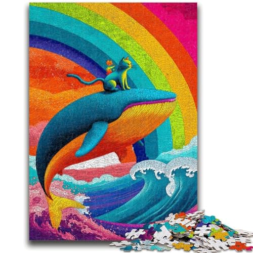 1000-teiliges Puzzle für Teenager, Katzen und Wale, Lernspielzeug, einzigartige Heimdekoration und Geschenke für Kinder ab 14 Jahren, 26x38cm von LYXIANY