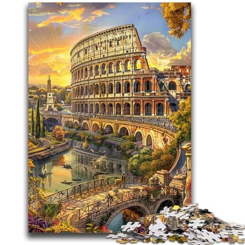 1000-teiliges Puzzle für Teenager, Kolosseum, ab 14 Jahren, Quizspiel, Spaß für zu Hause, Aktivitäten, Geburtstagsgeschenk, Reisegeschenke, 26x38cm von LYXIANY