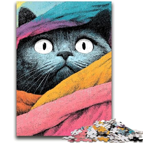 1000-teiliges Puzzle für Teenager, Kunstkatze, anspruchsvolles Spiel und Familienspiel, Lernspiel für Geburtstag, Weihnachten, 26x38cm von LYXIANY