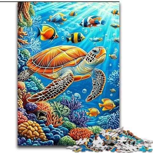1000-teiliges Puzzle für Teenager, Meeresschildkröte, geeignet für Kinder ab 14 Jahren, Wohndeko-Angebot als Geschenk für die ganze Familie (Größe 50x75cm) von LYXIANY