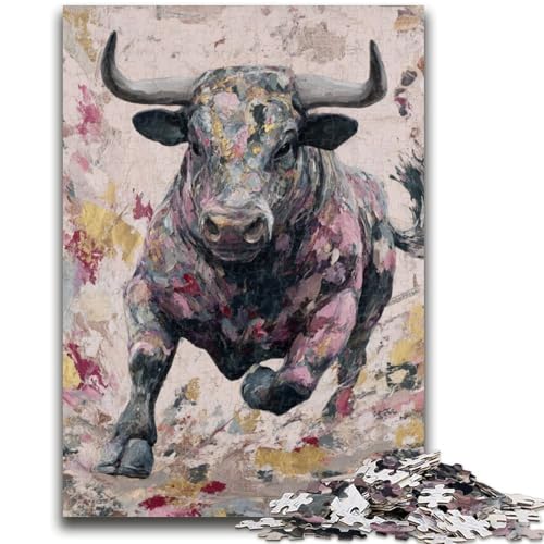 1000-teiliges Puzzle für Teenager, Ölgemälde mit Stier, für Kinder ab 14 Jahren, Quizspiel, Spaß bei Aktivitäten zu Hause, Geburtstagsgeschenk, Reisegeschenke, 50x75cm von LYXIANY