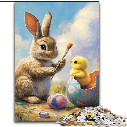 1000-teiliges Puzzle für Teenager, Osterhase, Lernspiele, Heimdekoration, geeignet für die Schreibtischdekoration (Größe 50x75cm) von LYXIANY