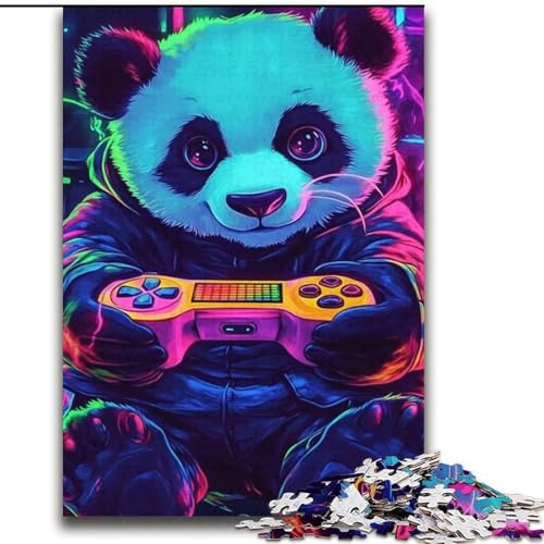 1000-teiliges Puzzle für Teenager, Panda-Spiele, anspruchsvolles Spiel und Familienspiel mit vollständig ineinandergreifenden, zufällig geformten Teilen, 38x52cm von LYXIANY