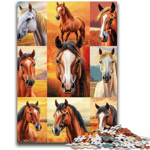 1000-teiliges Puzzle für Teenager, Pferdecollage, Denksportspiel, Wanddekoration, einzigartige Geburtstags, 50x75cm 1000-teiliges Puzzle für Teenager, Pferdecollage, Denksportspiel, Wanddekoration, einzigartige Geburtstags, 50x75cm von LYXIANY