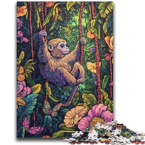 1000-teiliges Puzzle für Teenager, Regenwald-Gibbon, für Kinder ab 14 Jahren, Quizspiel, Spaß bei Aktivitäten zu Hause, Geburtstagsgeschenk, Reisegeschenke, 50x75cm 1000-teiliges Puzzle für Teenager, Regenwald-Gibbon, für Kinder ab 14 Jahren, Quizspiel, Spaß bei Aktivitäten zu Hause, Geburtstagsgeschenk, Reisegeschenke, 50x75cm von LYXIANY