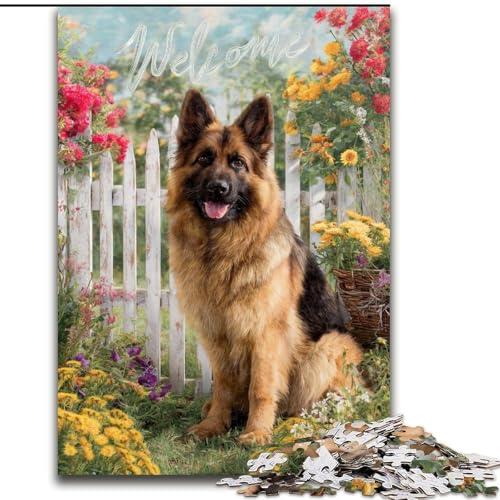1000-teiliges Puzzle für Teenager, Schäferhund im Garten, Denksportaufgabe zur Wanddekoration, einzigartige Geburtstags 14-Jährige (Größe 50x75cm) von LYXIANY