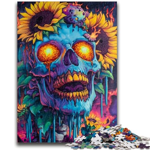 1000-teiliges Puzzle für Teenager, Sonnenblumenschädel, für Kinder ab 14 Jahren, Quizspiel, Spaß bei Aktivitäten zu Hause, Geburtstagsgeschenk, Reisegeschenke, 50x75cm 1000-teiliges Puzzle für Teenager, Sonnenblumenschädel, für Kinder ab 14 Jahren, Quizspiel, Spaß bei Aktivitäten zu Hause, Geburtstagsgeschenk, Reisegeschenke, 50x75cm von LYXIANY