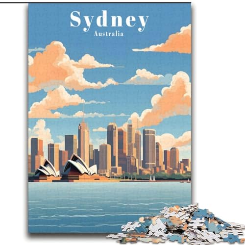 1000-teiliges Puzzle für Teenager, Sydney, Australien, Reisen, entspannendes intellektuelles Lernspielzeug, Geburtstagsgeschenk, Geschenke, Wandkunst, 75x100cm von LYXIANY
