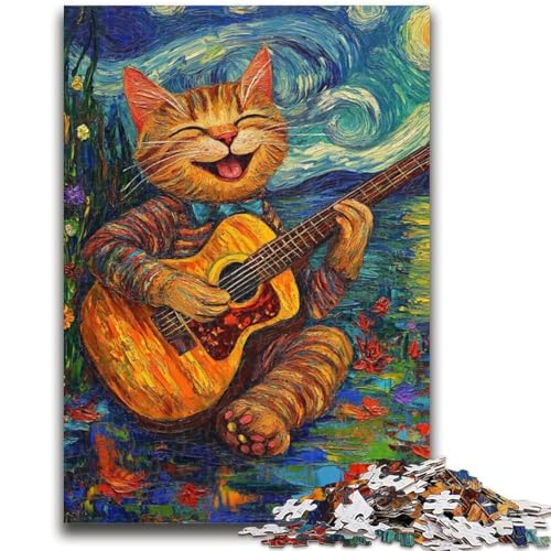 1000-teiliges Puzzle für Teenager, Van Gogh, Nachthimmel, Katze spielt Gitarre, für Alter 14+, Quizspiel, Spaß bei Aktivitäten zu Hause, Geburtstagsgeschenk, Reisegeschenke, 50x75cm 1000-teiliges Puzzle für Teenager, Van Gogh, Nachthimmel, Katze spielt Gitarre, für Alter 14+, Quizspiel, Spaß bei Aktivitäten zu Hause, Geburtstagsgeschenk, Reisegeschenke, 50x75cm von LYXIANY
