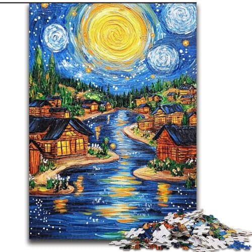 1000-teiliges Puzzle für Teenager, Van Goghs Nachthimmel, Denksportaufgabe zur Wanddekoration, einzigartige Geburtstags 14-Jährige (Größe 26x38cm) von LYXIANY