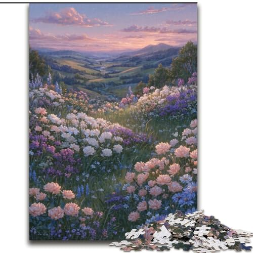 1000-teiliges Puzzle für Teenager, Wildblumenberge, Lernspiele, Heimdekoration, geeignet für die Schreibtischdekoration (Größe 50x75cm) von LYXIANY
