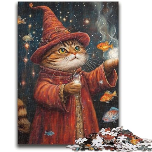 1000-teiliges Puzzle für Teenager, Zaubererkatze, anspruchsvolles Spiel und Familienspiel, Lernspiel für Geburtstag, Weihnachten, 26x38cm von LYXIANY