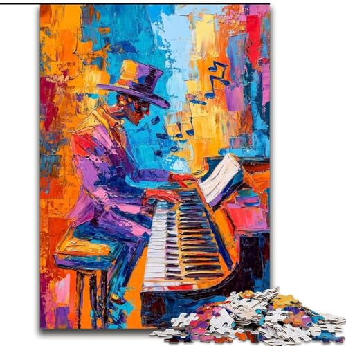 1000-teiliges Puzzle für Teenager, die Klavier Spielen, Ölgemälde, anspruchsvolles Spiel und Familienspiel mit vollständig ineinandergreifenden, zufällig geformten Teilen, 38x26cm 1000-teiliges Puzzle für Teenager, die Klavier Spielen, Ölgemälde, anspruchsvolles Spiel und Familienspiel mit vollständig ineinandergreifenden, zufällig geformten Teilen, 38x26cm von LYXIANY