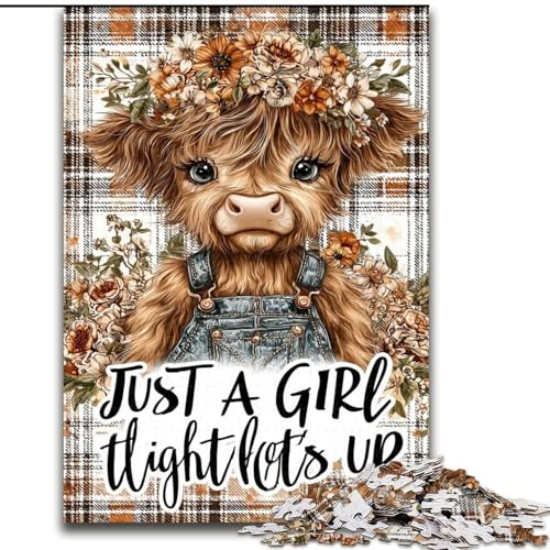 1000-teiliges Puzzle für Teenager, süße Hochlandkuh, dekomprimierendes intellektuelles Lernspielzeug, Geburtstagsgeschenk, Geschenke (Größe 26x38cm) von LYXIANY