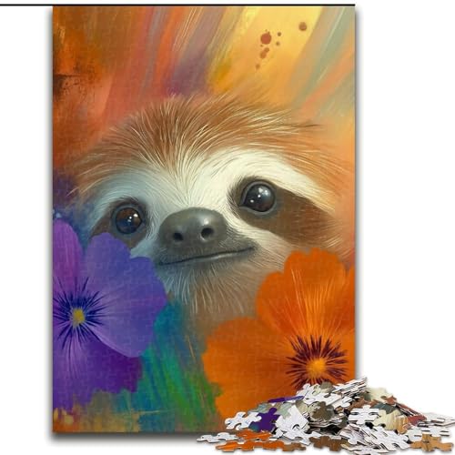 1000-teiliges Puzzle für Teenager Regenbogenfaultier, Analyse und Logik mit vollständig ineinandergreifenden, zufällig geformten Teilen für Kinder ab 14 Jahren (Größe 50x75cm) von LYXIANY