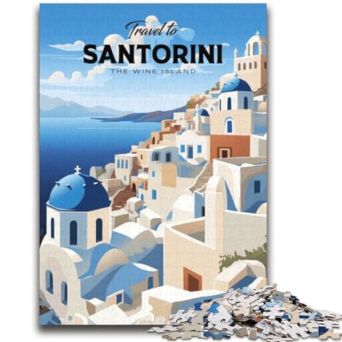 1000-teiliges Puzzle für Teenager Reise nach Santorini Anspruchsvolles Spiel und Familienspiel Wanddekoration Einzigartige Geburtstags (Größe 38x52cm) von LYXIANY