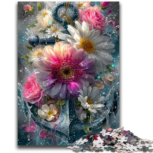 1000-teiliges Puzzle mit Ankern und Blumen, pädagogisches Familienspiel, tolles Geschenk für die ganze Familie, ab 14 Jahren, 50x75cm von LYXIANY