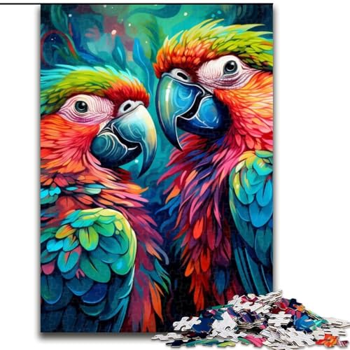 1000-teiliges Puzzle mit Buntem Papagei aus Holz, perfekt für Familienspaß, Partyspiele, Gastgeschenke für Geburtstagspartys, Größe: 50x75cm von LYXIANY