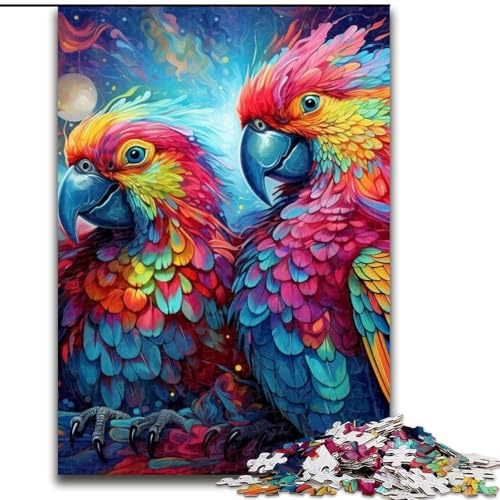 1000-teiliges Puzzle mit Buntem Papagei aus Pappe, 26x38cm, interaktives Familienspiel, Heimdekoration zum Selbermachen, Denksportaufgabe als Geschenk von LYXIANY