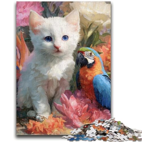 1000-teiliges Puzzle mit Katze und Papagei, Lernspiel, Herausforderung, Spielzeug, Wanddekoration, einzigartige Geburtstags (38x26cm) von LYXIANY