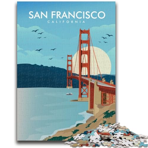 1000-teiliges Puzzle mit San Francisco-Reisedruck für Teenager, Lernspiele, DIY-Spielzeug mit passendem Poster und Quizblatt für Kinder ab 14 Jahren, 1000 Teile (50x75cm) von LYXIANY