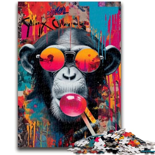 1000-teiliges Puzzle mit Schimpansen-Graffiti Geeignet für Kinder ab 14 Jahren Intellektuelles Spielzeugspiel Lernspiel für Geburtstag und Weihnachten 50x75cm von LYXIANY