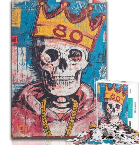 1000-teiliges Puzzle mit Totenkopf im Basquiat-Stil für Erwachsene und Jugendliche, Quizspiel, Wanddekoration, einzigartige Geburtstags, 38x26cm von LYXIANY
