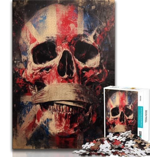 1000-teiliges Puzzle mit britischer Flagge und Totenkopf für Erwachsene und Jugendliche, Quizspiel, Wanddekoration, einzigartige Geburtstags, 50x75cm 1000-teiliges Puzzle mit britischer Flagge und Totenkopf für Erwachsene und Jugendliche, Quizspiel, Wanddekoration, einzigartige Geburtstags, 50x75cm von LYXIANY