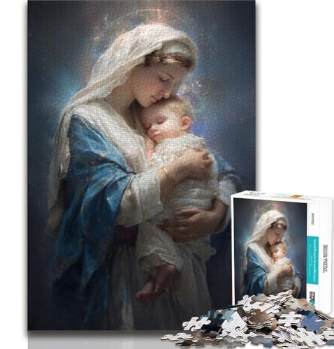 1000-teiliges Puzzle mit der Jungfrau Maria für Erwachsene und Jugendliche, Denkspiel, Wanddekoration, einzigartige Geburtstags (50x75cm) von LYXIANY