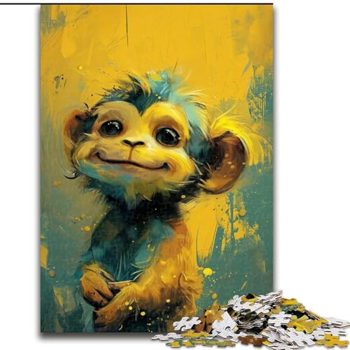 1000-teiliges Puzzle mit süßem kleinen gelben Affen für Erwachsene, Größe 50x75cm, Spielgeschenk für Erwachsene, interaktives Familienspiel, Gehirn-Herausforderungsgeschenk von LYXIANY