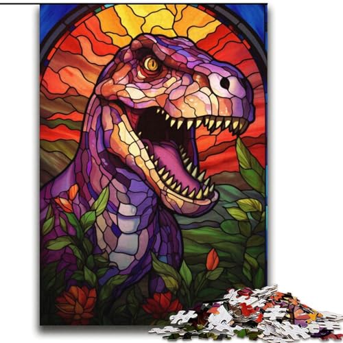 2000-teiliges Puzzle für Erwachsene, Geschenke, Buntglas-Dinosaurier, dekomprimierendes intellektuelles Lernspielzeug, geeignet für Paare ab 14 Jahren, 70x100cm von LYXIANY