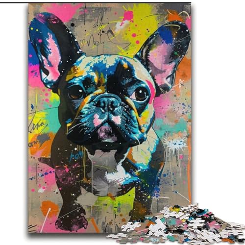 2000-teiliges Puzzle für Erwachsene, Graffiti der französischen Bulldogge, anspruchsvolles Spiel und Familienspiel mit vollständig ineinandergreifenden, zufällig geformten Teilen, 70x100cm von LYXIANY