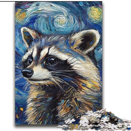 2000-teiliges Puzzle für Erwachsene, Waschbär-Nachthimmel, Lernspiele, Heimdekoration, Lernspiel für Geburtstag, Weihnachten, 70x100cm von LYXIANY
