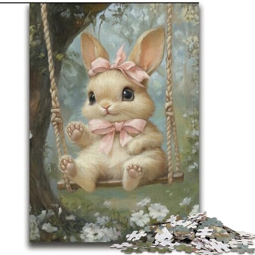 2000-teiliges Puzzle für Erwachsene und Jugendliche, Baby-Häschen auf der Schaukel, für Kinder ab 14 Jahren, Denkspiel, Weihnachts- und Geburtstagsgeschenke, 70x100cm von LYXIANY