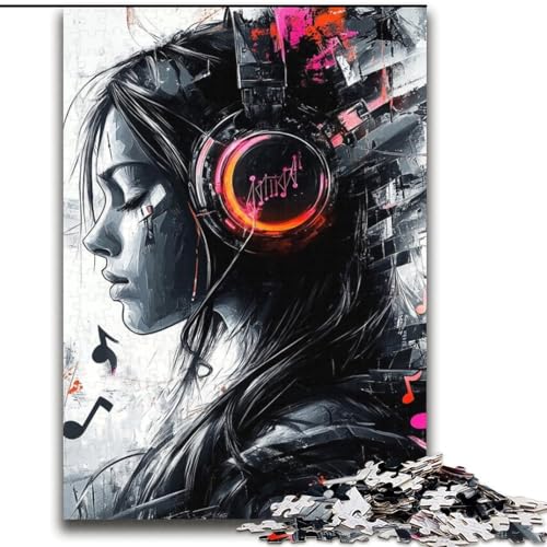 2000-teiliges Puzzle für Erwachsene und Jugendliche, Mädchen mit Kopfhörern, Lernspiele, Heimdekoration, Geburtstagsgeschenk, Geschenke, Wandkunst, 70x100cm von LYXIANY