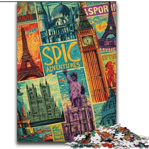 2000-teiliges Puzzle für Erwachsene und Jugendliche, Pariser Briefmarkencollage, pädagogisches Familienspiel mit vollständig ineinandergreifenden, zufällig geformten Teilen, 70x100cm 2000-teiliges Puzzle für Erwachsene und Jugendliche, Pariser Briefmarkencollage, pädagogisches Familienspiel mit vollständig ineinandergreifenden, zufällig geformten Teilen, 70x100cm von LYXIANY