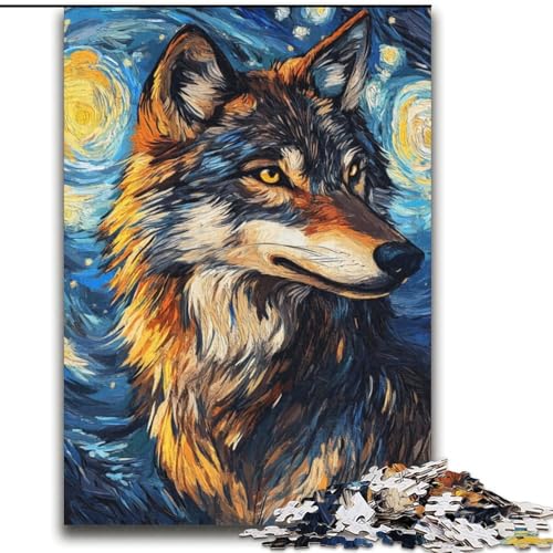 2000-teiliges Puzzle für Erwachsene und Jugendliche, Wolf unter dem Nachthimmel, dekomprimierendes intellektuelles Lernspielzeug, perfekte Dekoration, 70x100cm von LYXIANY